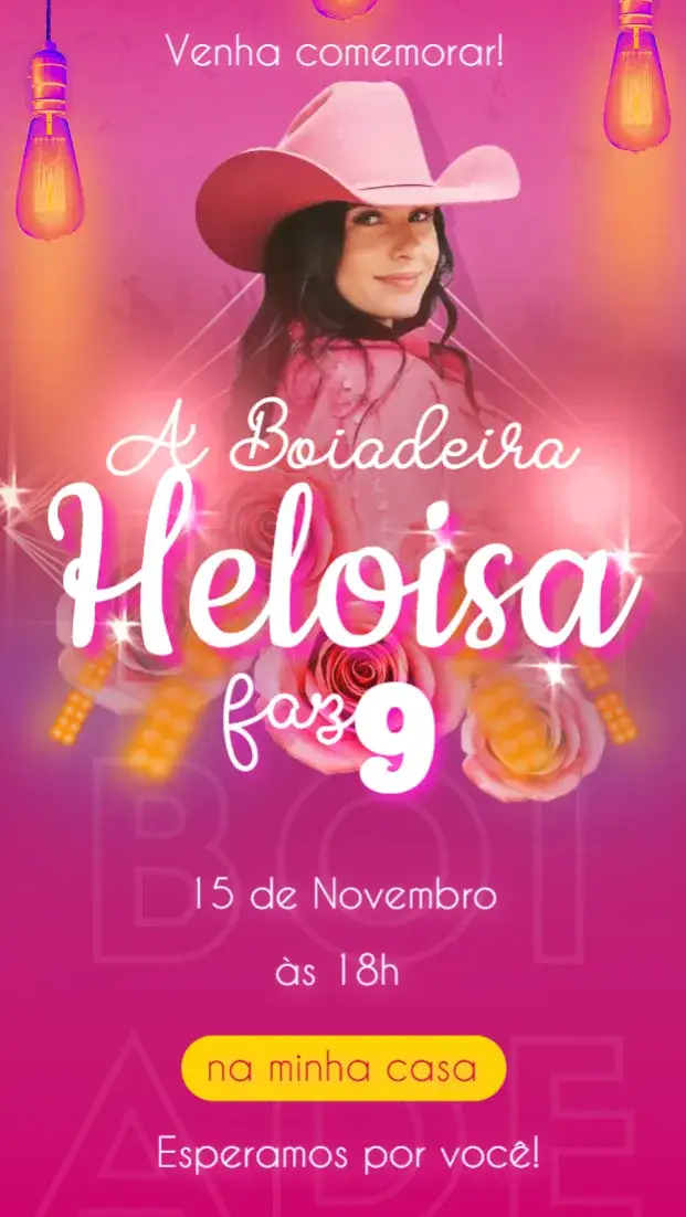 Convite Ana Castela – tema Aniversário Infantil rosa, boiadeira, infantil, divertido, colorido, alegre