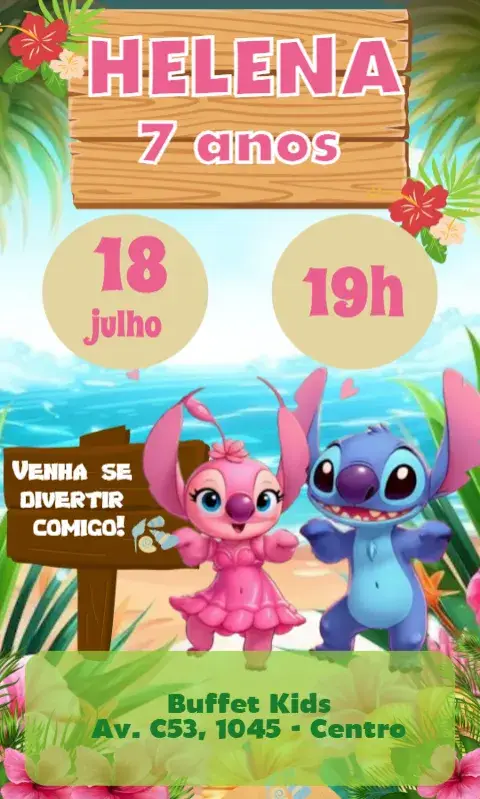 Angel and Stitch invitation