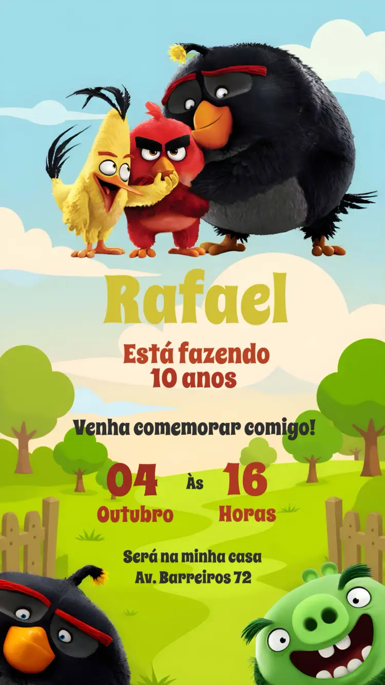 Convite Angry Birds Infantil