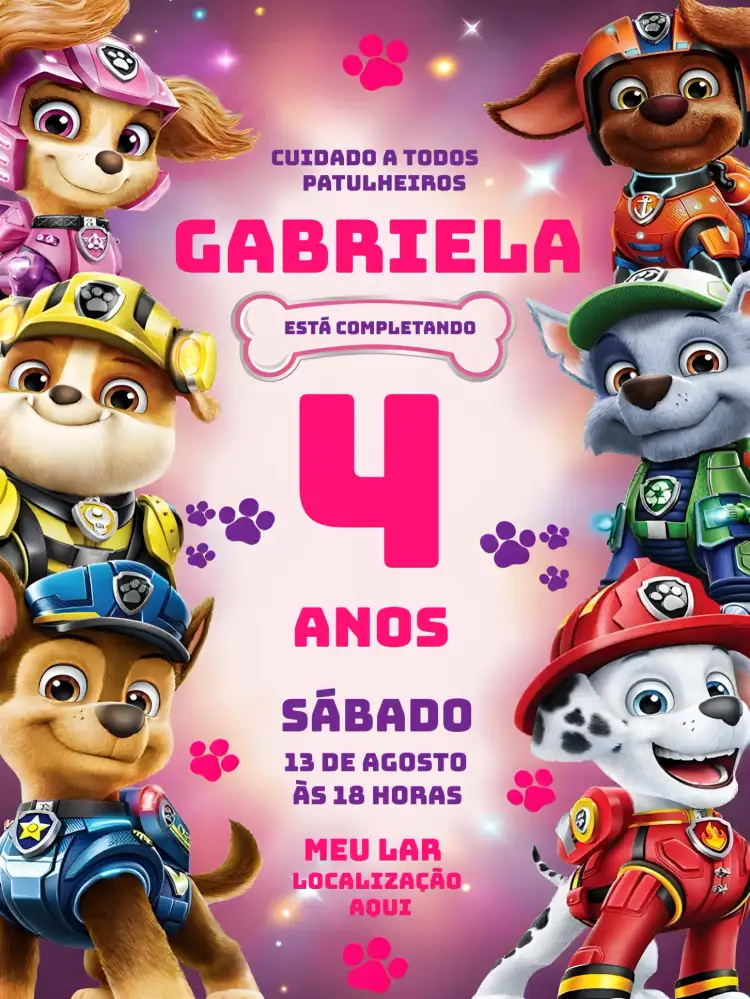 Aniveersário Patrulha Canina Rosa Menina Skye