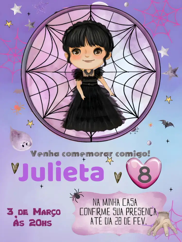 Aniverário Wandinha Addams Colorido