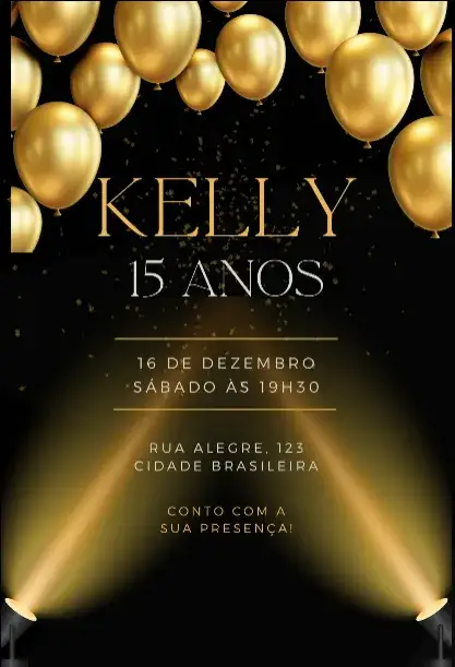 Convite Aniversário – tema Cartão colorido, festivo, moderno, divertido, alegre