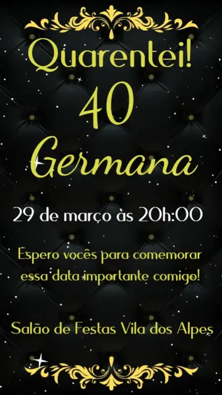 Convite Aniversário 40 anos – tema Aniversário moderno, elegante, colorido, minimalista, vintage