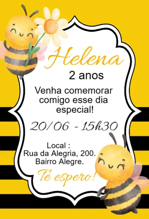 Convite aniversário Abelhinha