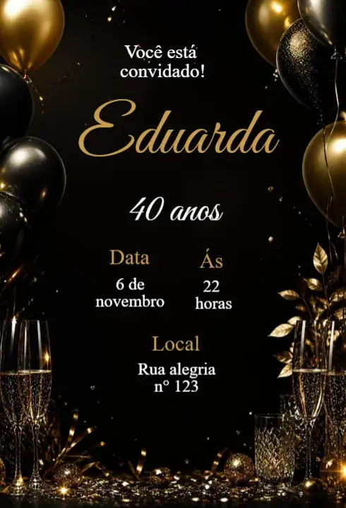 Convite Aniversário Adulto – tema Aniversário moderno, elegante, minimalista, vintage, colorido, boho