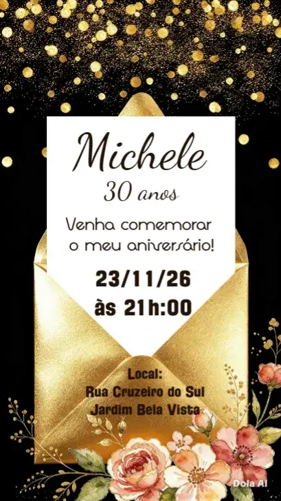 Convite Aniversário Adulto – tema Aniversário