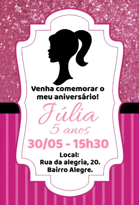 Convite aniversário Barbie