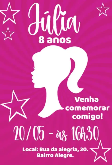 Convite aniversário Barbie
