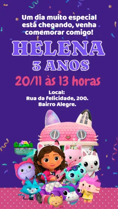 Convite Aniversário Casa Mágica de Gabby
