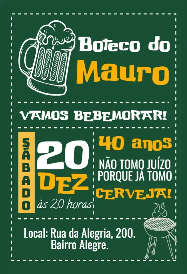 Convite Aniversário Churrasco Boteco