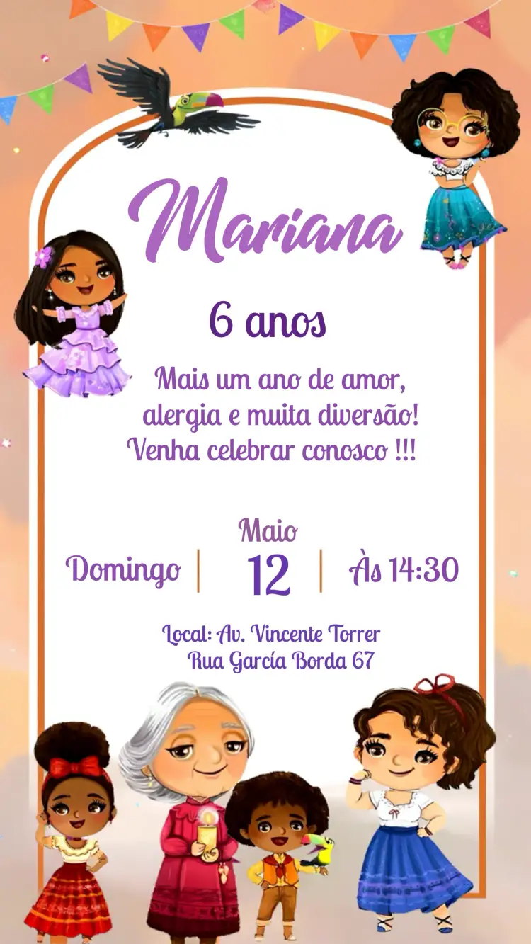 Convite Anivérsario Encanto Festa