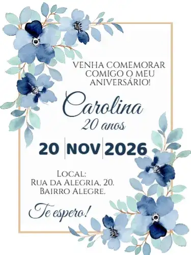 Aniversário Floral azul