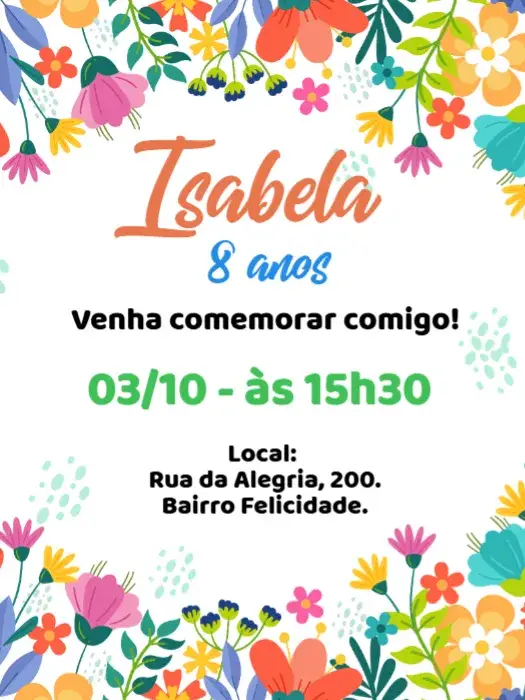 Convite Aniversário floral colorido tropical