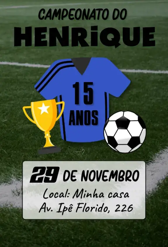 Convite Aniversário Futebol
