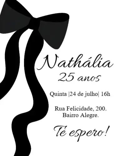 Aniversário Laço preto Feminino Adulto