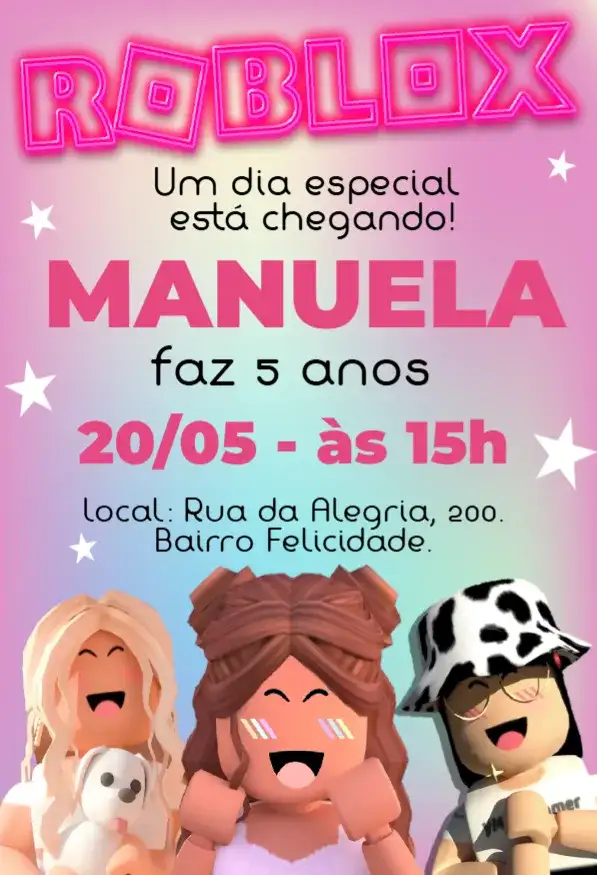 Aniversário Roblox rosa