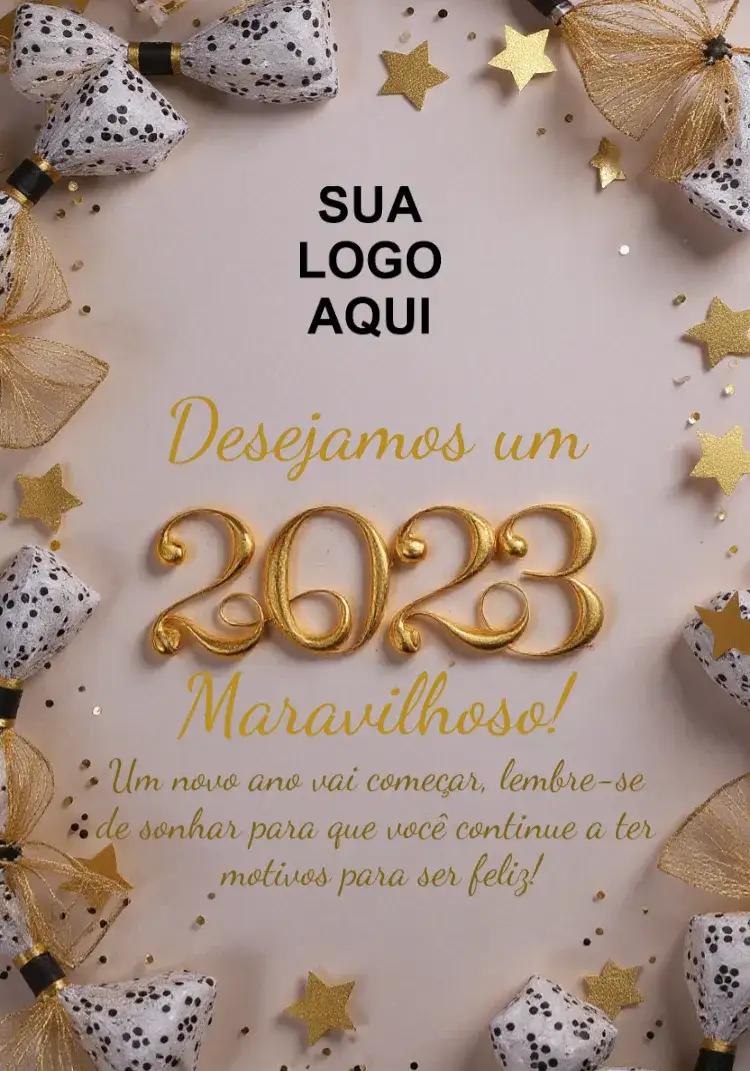 Convite Ano Novo 2023 Cinza – tema Datas Comemorativas cinza, dourado, moderno, elegante, minimalista, festivo