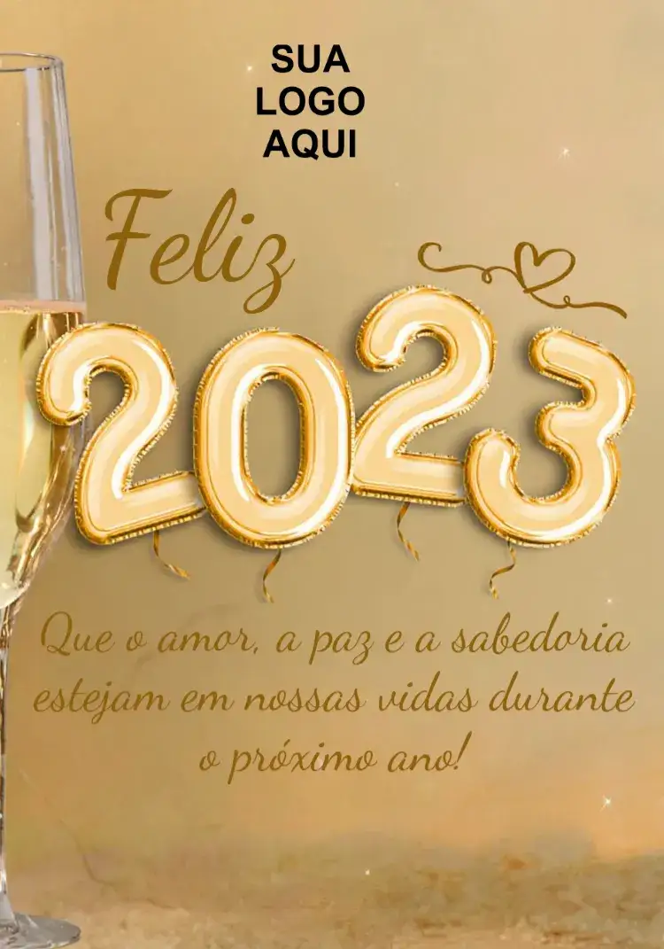 Convite Ano Novo 2023 Taça – tema Datas Comemorativas dourado, bege, elegante, moderno, sophisticated, minimalista