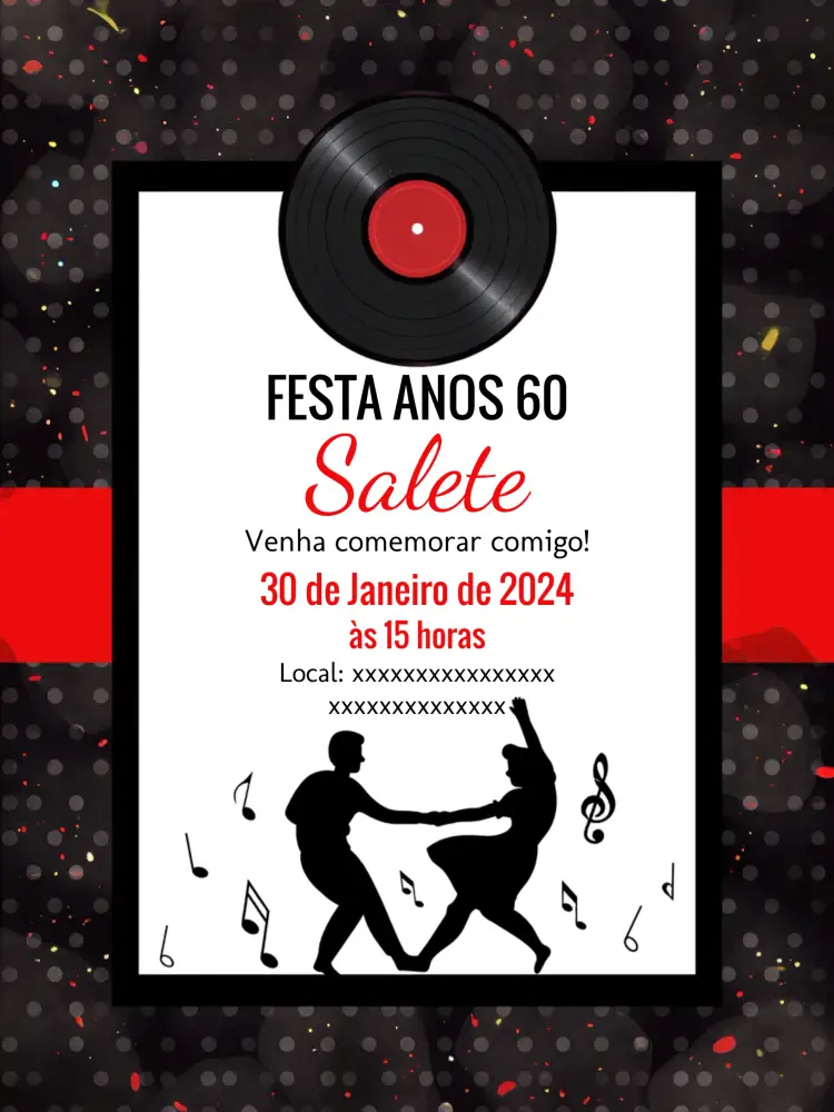 Convite Anos 60 Baile