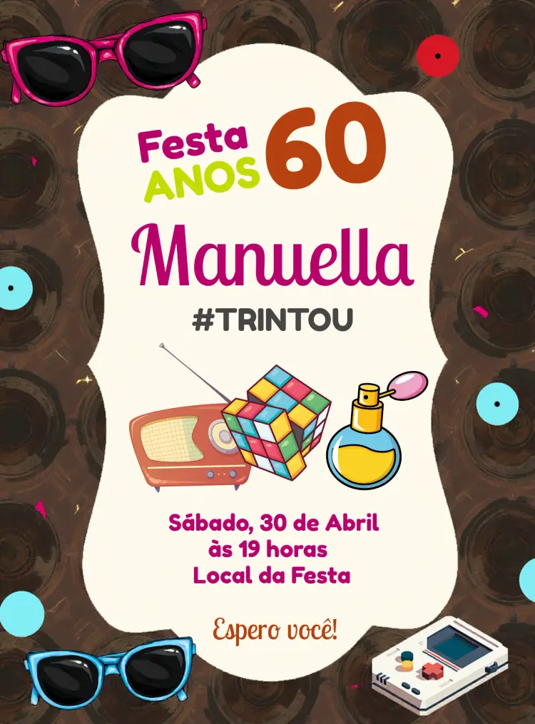 Convite Anos 60 Colorido