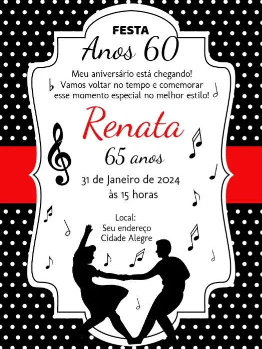 Convite Anos 60 Discoteca