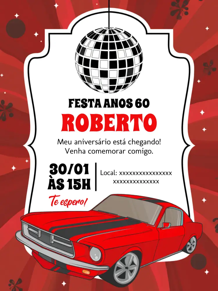 Convite Anos 60 Discoteca