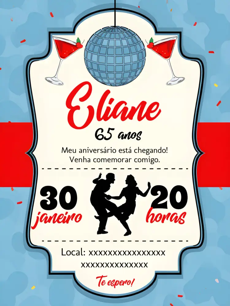 Convite Anos 60 Vermelho