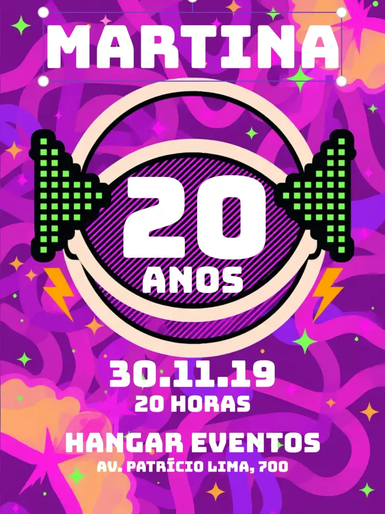 Convite Anos 80 Retrô Rosa – tema 15 anos retrô, vintage, rosa, colorido, divertido, temático