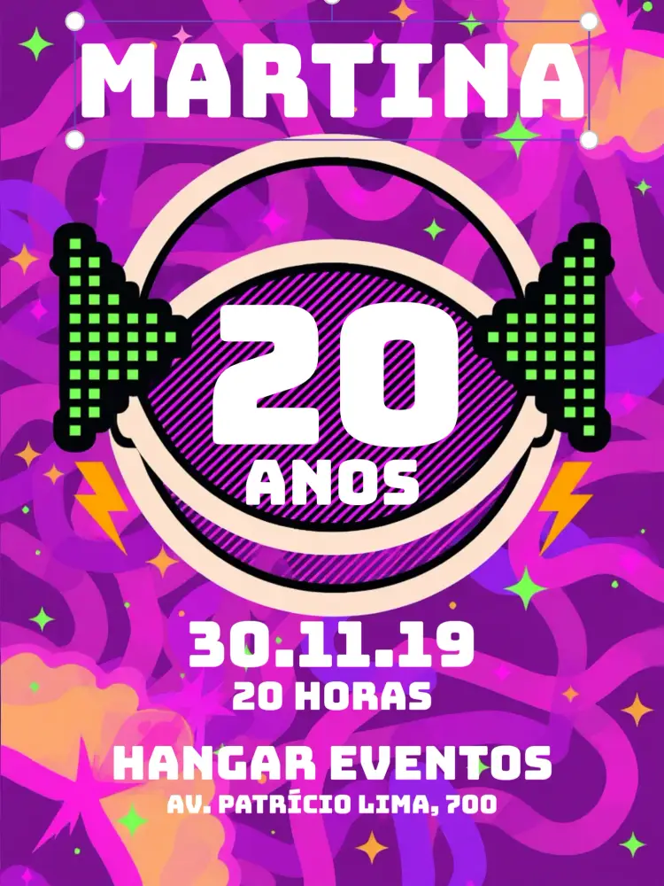 Convite Anos 80 Retrô Rosa