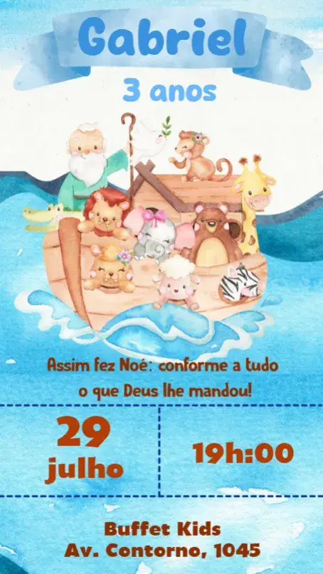 Noah's Ark Watercolor invitation