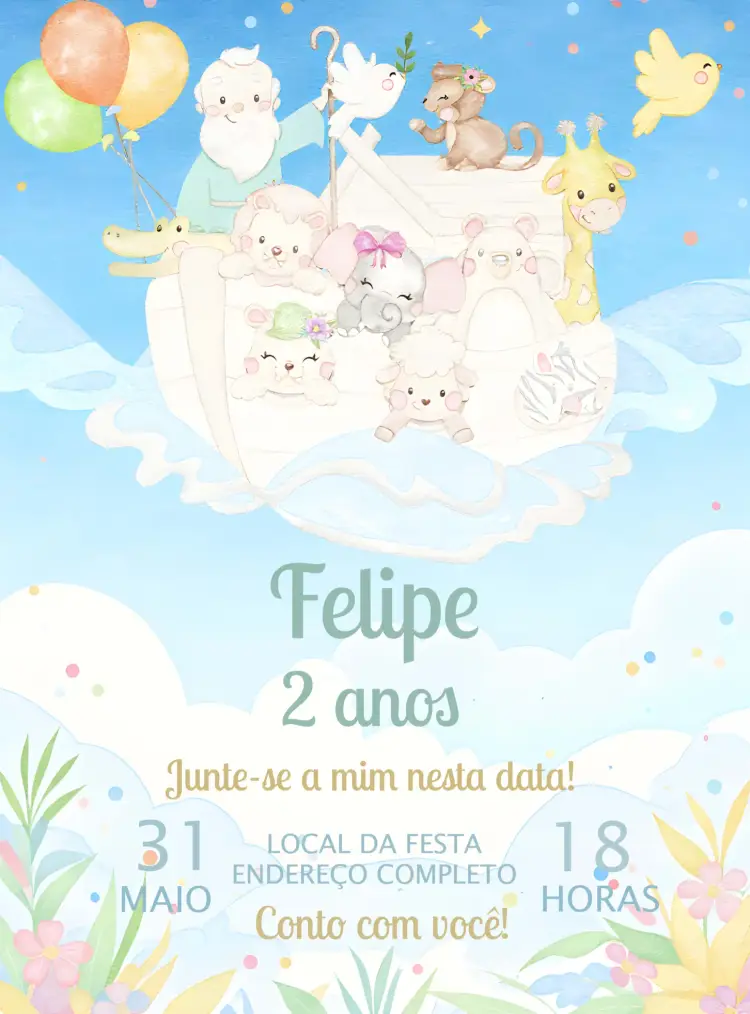 Convite Arca De Noé Golfinho