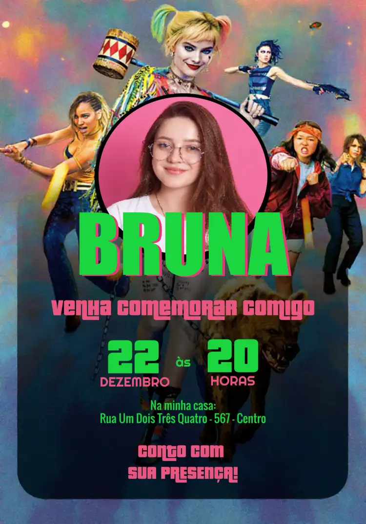 Arlequina Com Foto Heróis