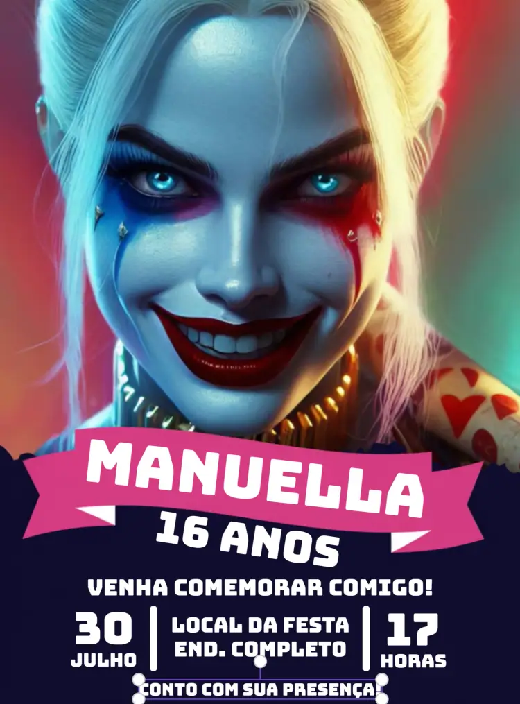 Convite Arlequina Coringa
