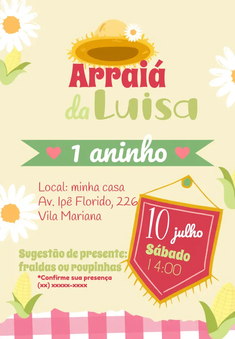 Convite Arraiá Arraial