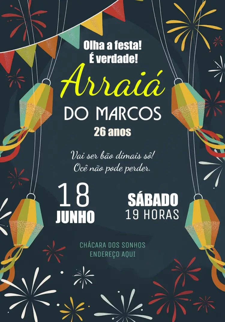 Convite Arraiá Azul