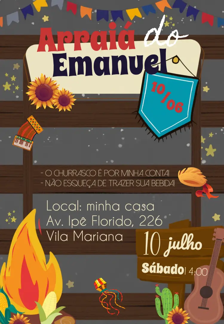 Convite Arraiá Caipira