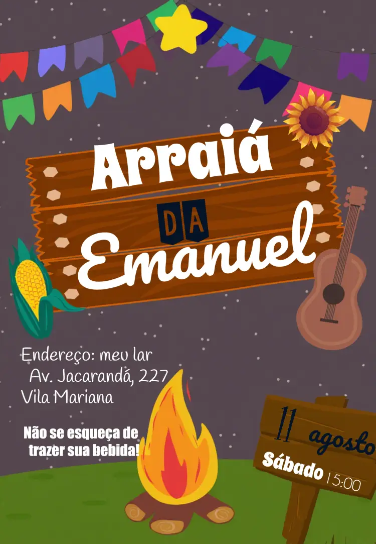 Convite Arraiá Colorido