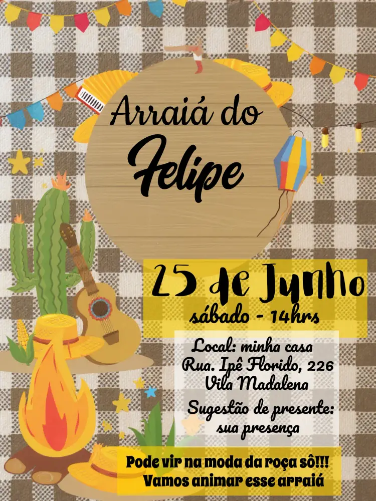 Convite Arraiá Festa Junina Julina