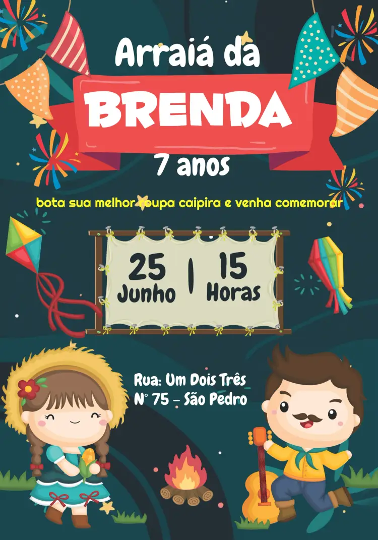 Convite Arraiá Festa Junina Pipa
