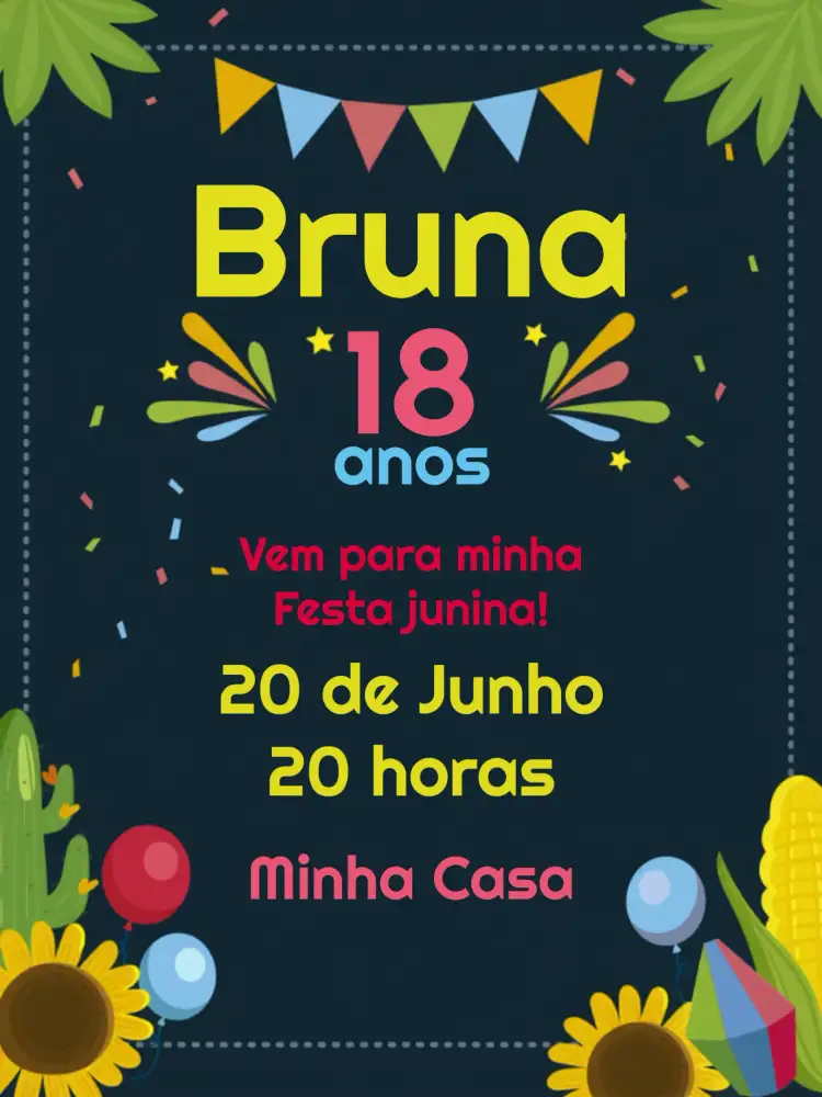 Convite Arraiá - Festa Junina Pipoca – tema Datas Comemorativas vibrante, colorido, tradicional, rústico, brasileiro, festivo