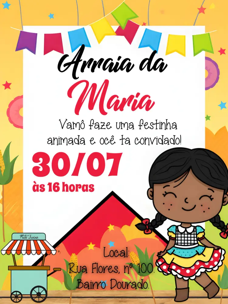 Convite Arraiá Festa Junina Vermelho