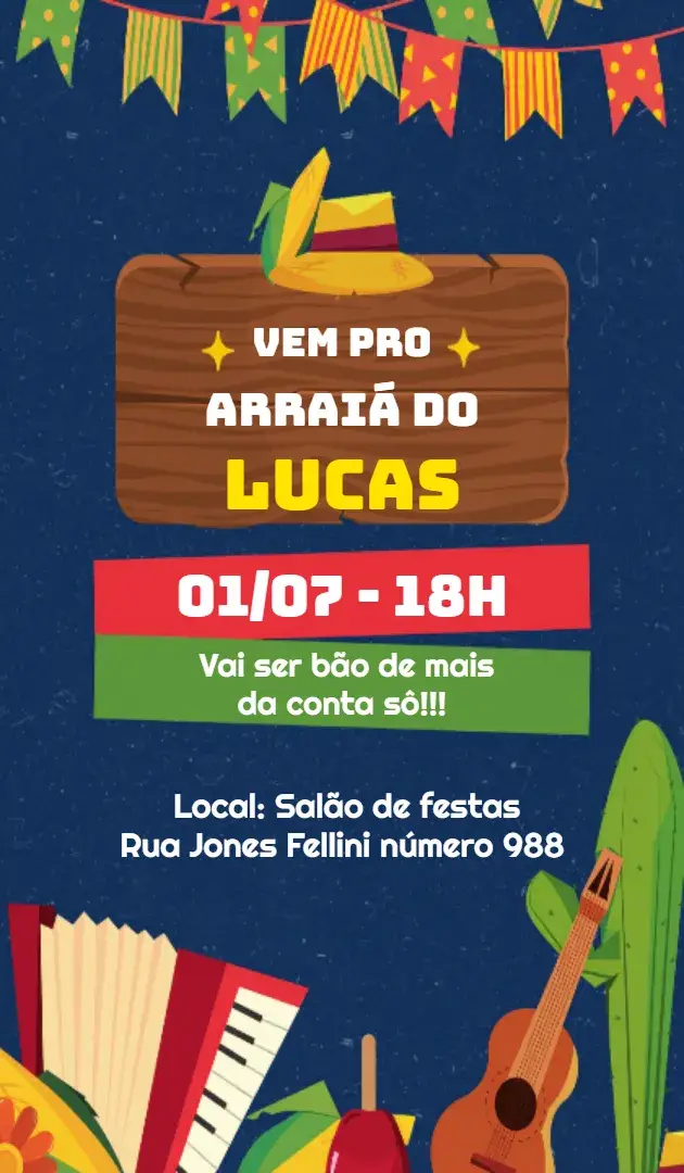 Convite Arraiá Festa Junina Vermelho