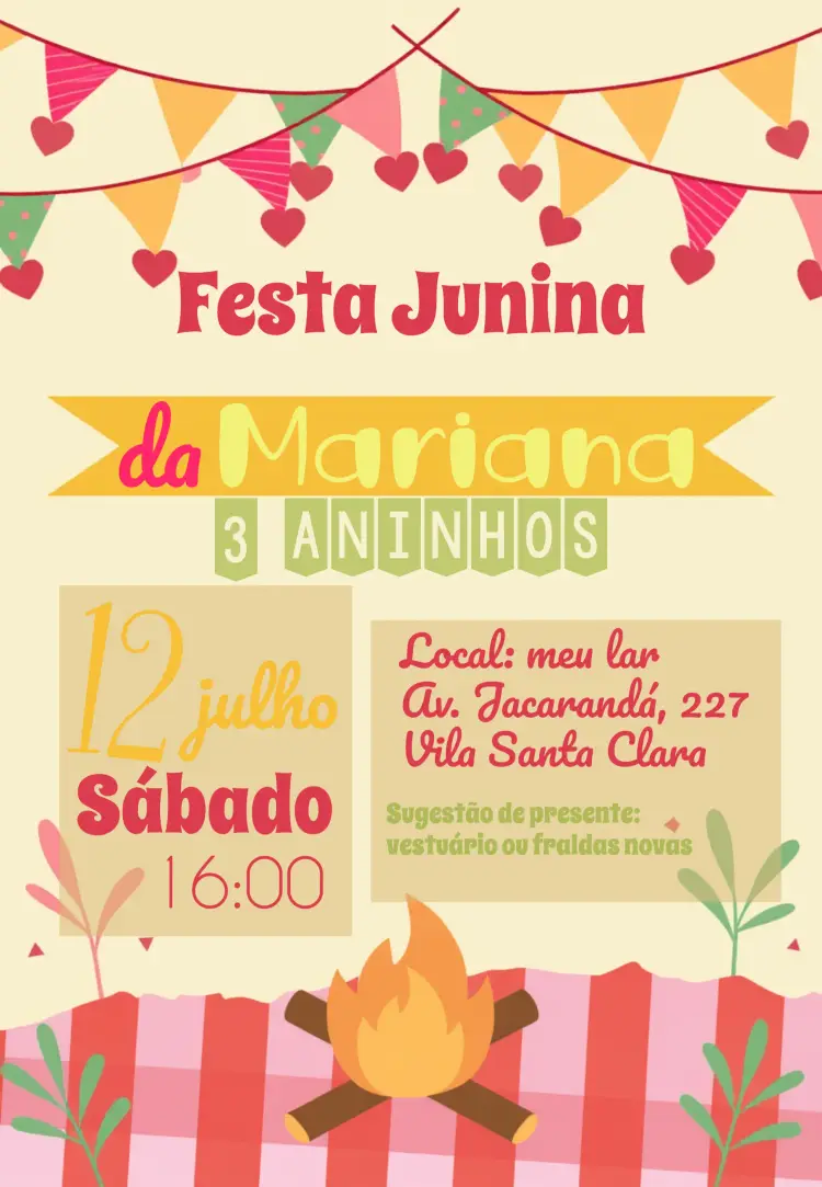 Convite Arraiá Junina