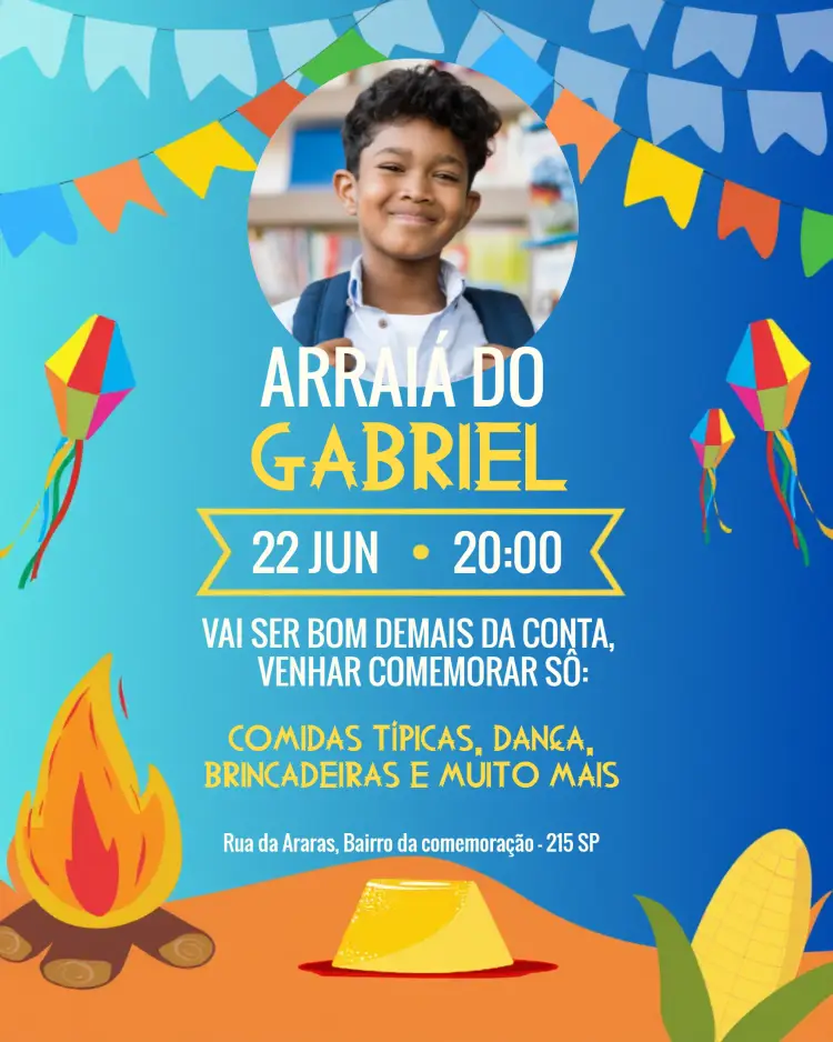 Convite Arraiá São João Com Foto Balões