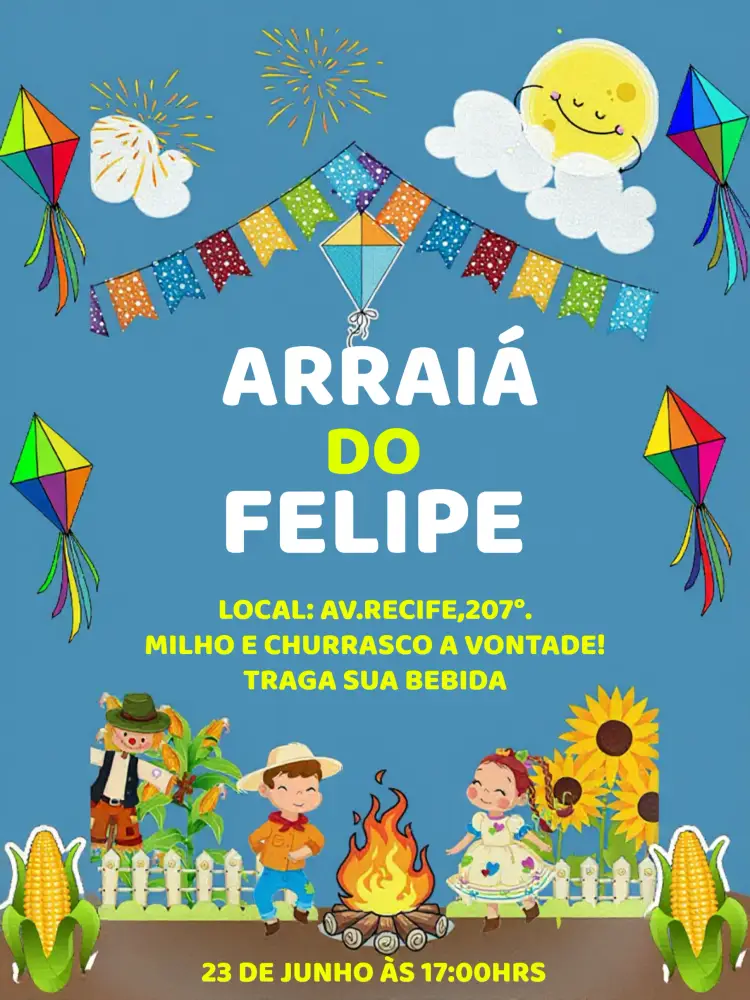 Convite Arraiá São João Junina