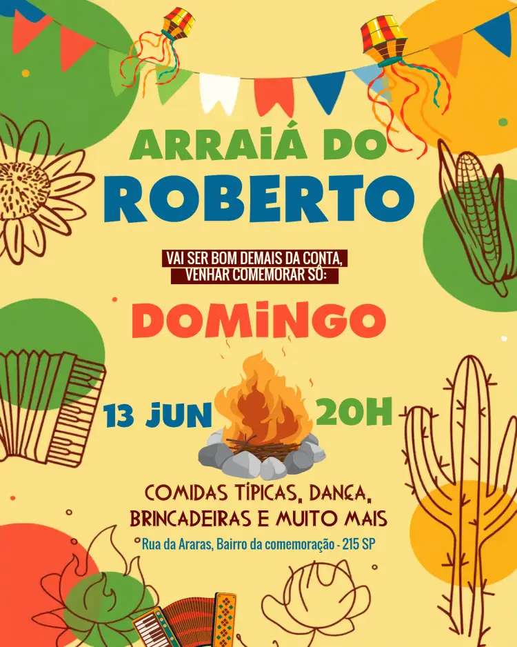 Convite Arraiá São João Laranja