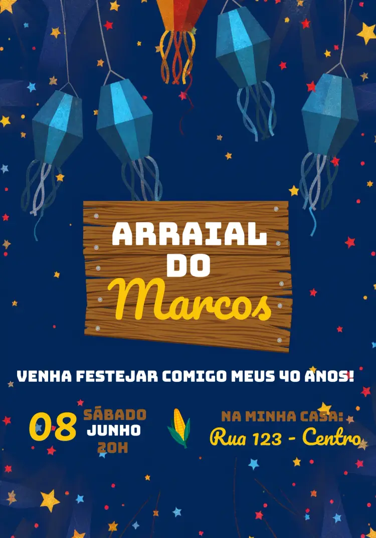 Convite Arraial Festa Junina Bandeirolas