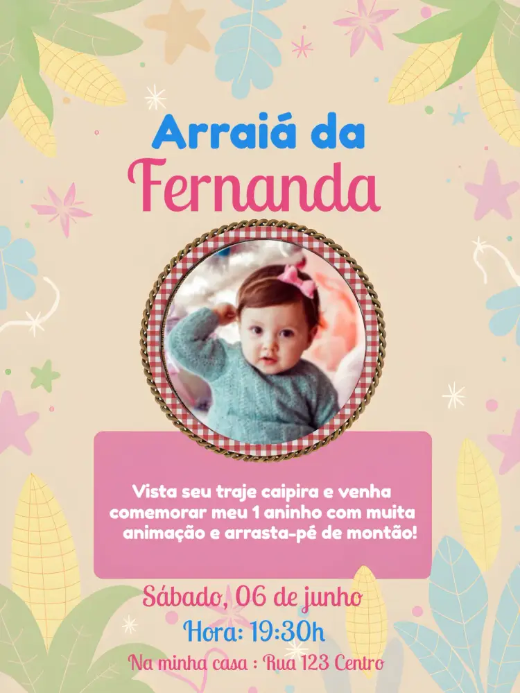 Convite Arraial Festa Junina Com Foto Milho