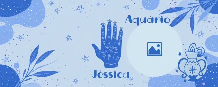 Convite Arte Caneca Signos Aquário Com Foto Leão – tema Mais pesquisados azul, moderno, astrológico, vibrante, minimalista