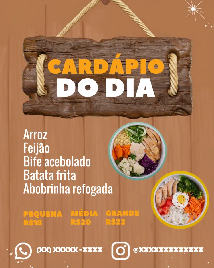 Convite Arte Cardápio Do Dia Marmita Restaurante – tema Datas Comemorativas moderno, colorido, gourmet, fresco, divertido, minimalista